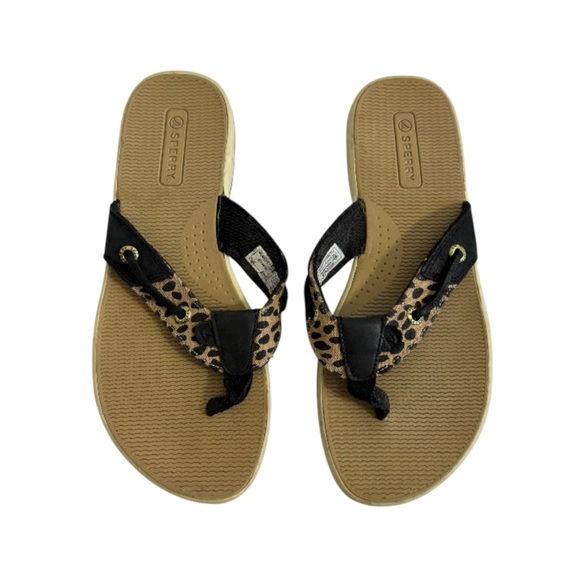 Sperry Women's leopard Seafish Flip-Flop Sandals - Picture 1 of 5